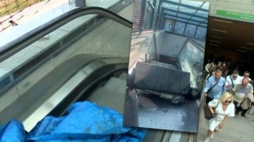 Ünalan metrosunda dehşet anları: Yürüyen merdiven kırıldı, çıkış felç oldu