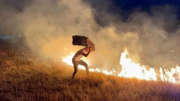 Yerleşim yeri yakınında çıkan anız yangını paniğe neden oldu